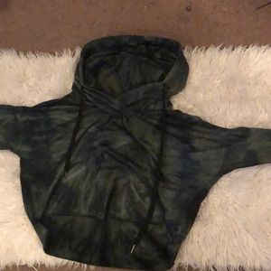 Green tie dye cropped hoodie